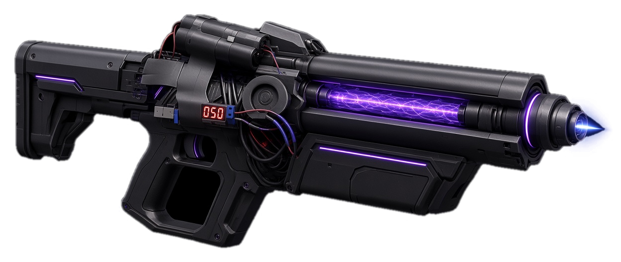 Dark Plaz Tech futuristic portable plasma gun in dark graphite